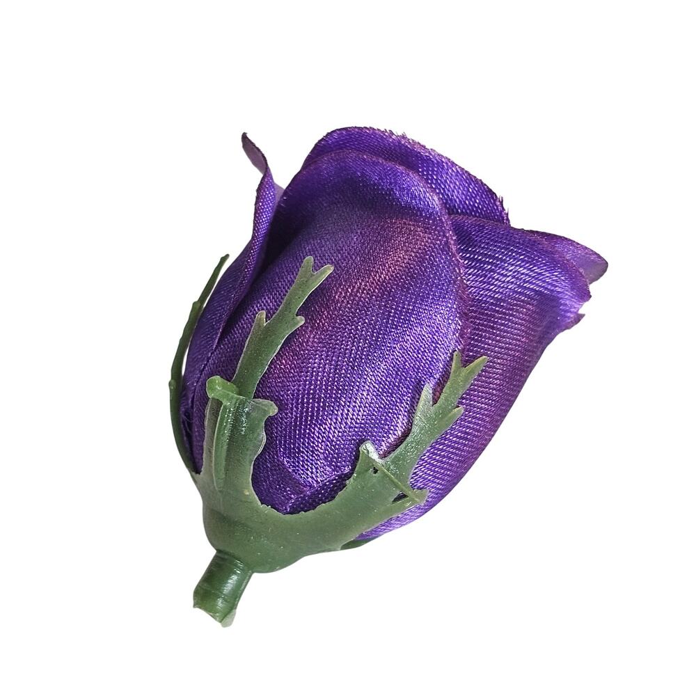 50 Purple Satin Rose Buds Stemless Wedding Floral Craft DIY Wreaths 2 inch